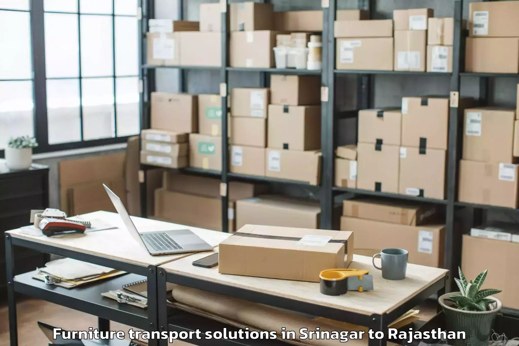 Comprehensive Srinagar to Lakheri Furniture Transport Solutions